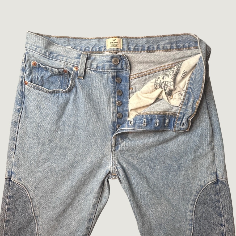 Levi's 501 Jeans Womens 32 Light Blue Original Straight Paneled Two-Tone Denim